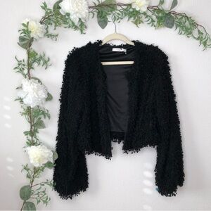 LUSH black cropped fringe cardigan